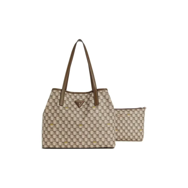 GUESS Artificial Leather Tote Bag Shopping Bag Shoulder Bag Handbag Small Size Women's Brown-3