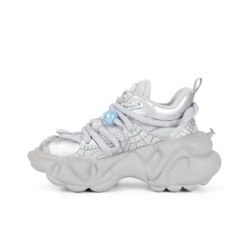 ZERO COSMOS Low Top Chunky Sneakers Silver Gray