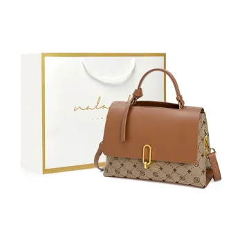 Narandu PVC Handbag Shoulder Bag Crossbody Bag Commuter Bag Medium Size Women's Caramel Brown