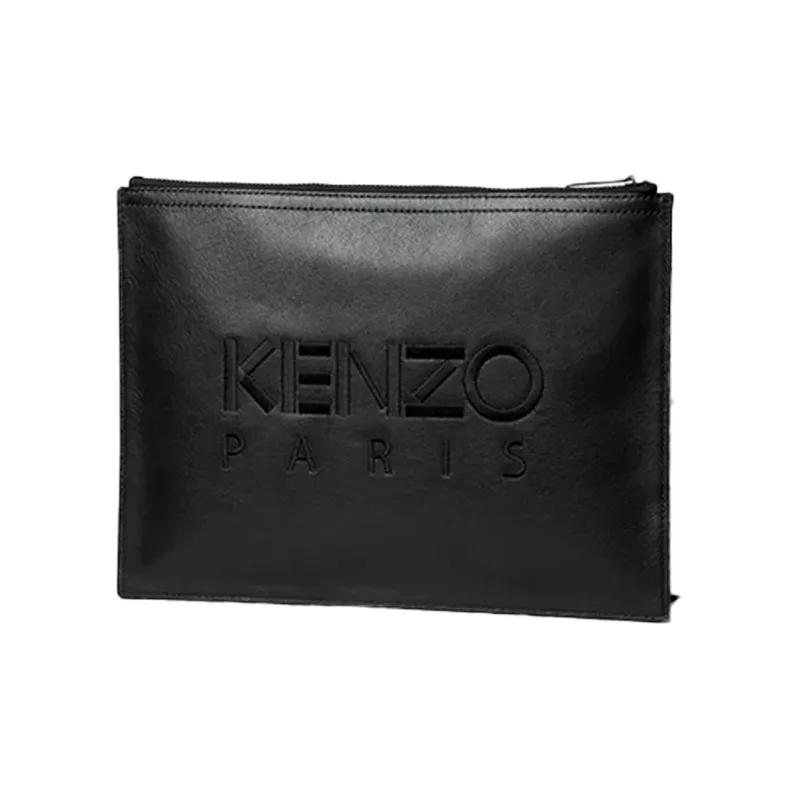 KENZO Cow Leather Handbag Clutches Men's Black-1