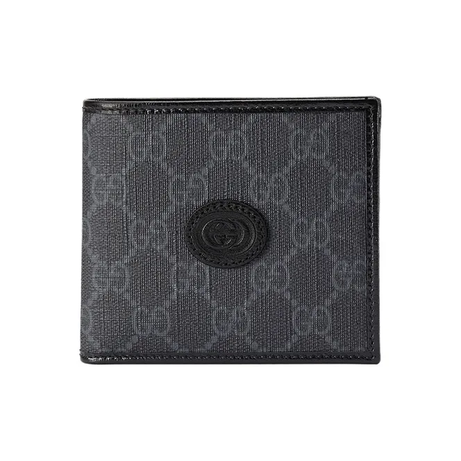 GUCCI GG Canvas With Leather Trim Card Holder, Wallet, Coin Purse Regular Men's Black-0