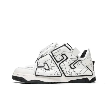 Angelmi Anti Slip Wear Resistant Low Top Skateboard Shoes Unisex White