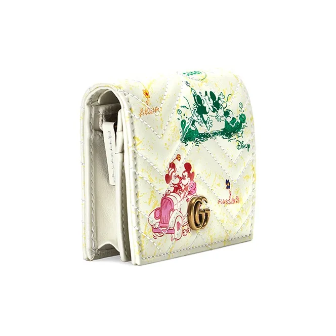 GUCCI GG Marmont Leather Wallets Card Holders Women's Ivory-1