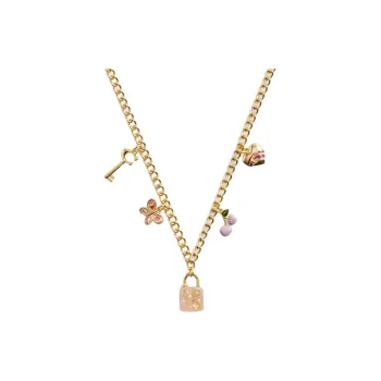 COACH Brass Plated, Resin, Glass, Cubic Zirconia Necklaces Women's Gold