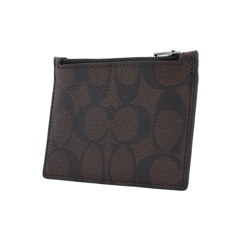 COACH Card Case Canvas With Leather Card Clip Card Holder Men's Brown-1