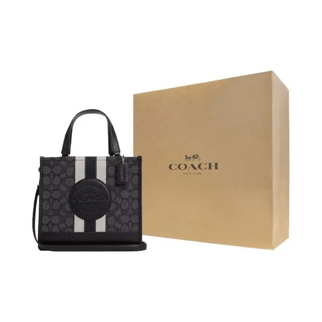 COACH Dempsey Fabric With Cow Leather Tote Bag Shopping Bag Shoulder Bag Crossbody Bag Handbag Small Size Women's Black-10