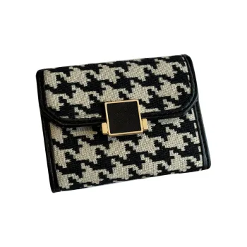 PINK·LAND Canvas Microfiber Synthetic Leather Canvas Bag Card Holder Regular Women's Black/Earth Yellow