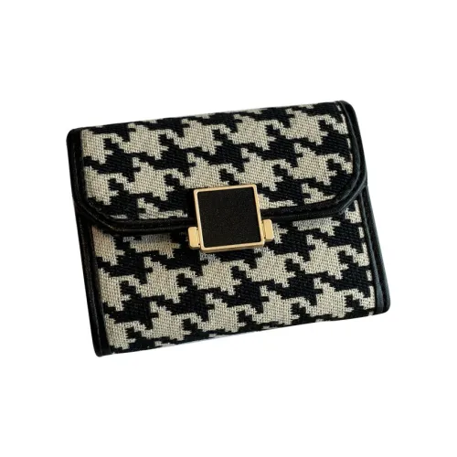 PINK·LAND Canvas Microfiber Synthetic Leather Canvas Bag Card Holder Regular Women's Black/Earth Yellow