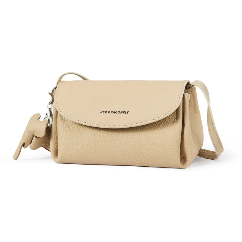 RED DRAGONFLY Cow Leather Crossbody Bag, Shoulder Bag Women's Ecru/Apricot/Black-1