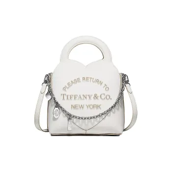 TIFFANY & CO. Leather Tote Bag Shopping Bag Handbag Shoulder Bag Crossbody Bag Mini Women's White