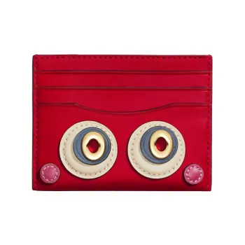 COACH Card Case Cow Leather Coin Purses Card Holders Mini Men's Red