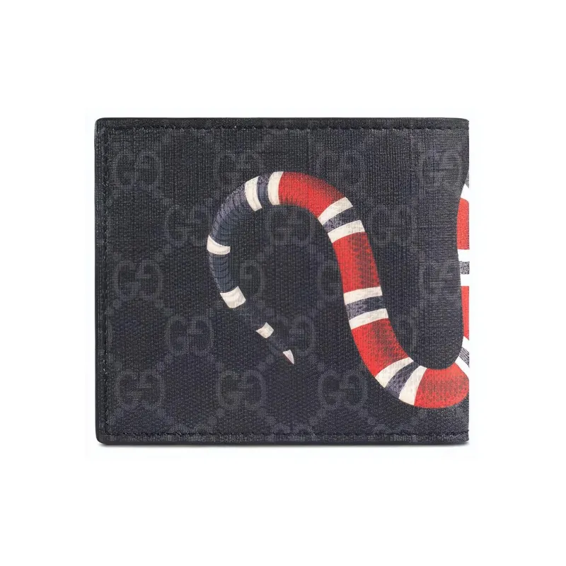 GUCCI Canvas With Leather Wallet Coin Purse Men's Black/Gray-1
