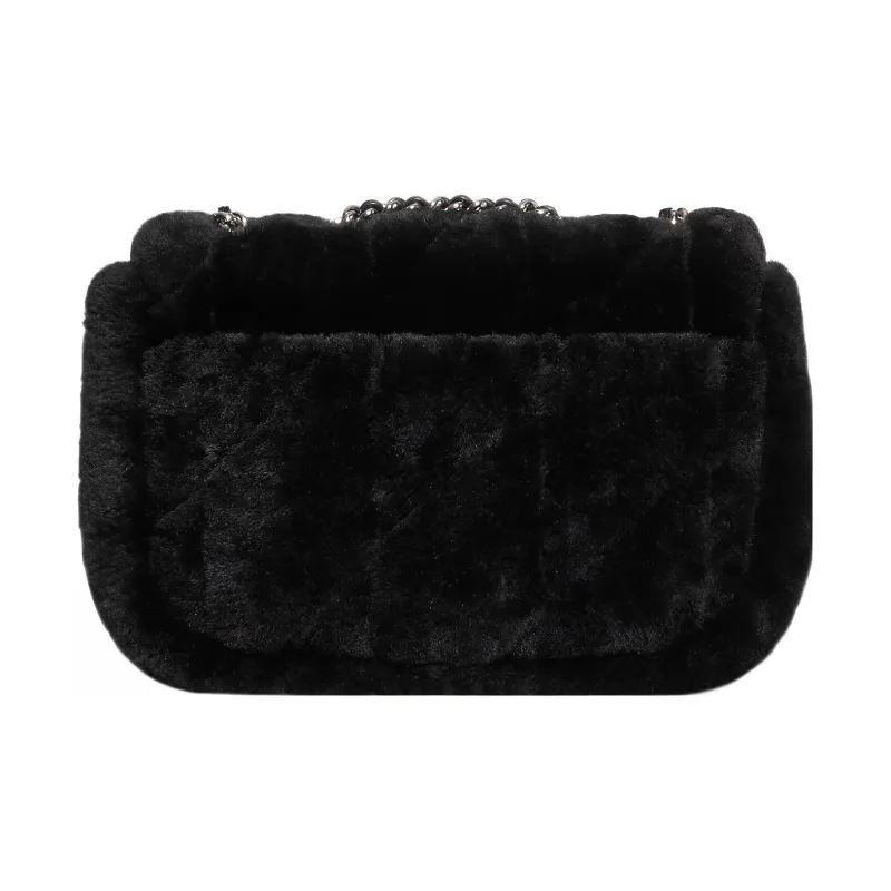 COACH Pillow Shearling With Smooth Leather Portable Crossbody Bag Shoulder Bag Women's Black-2