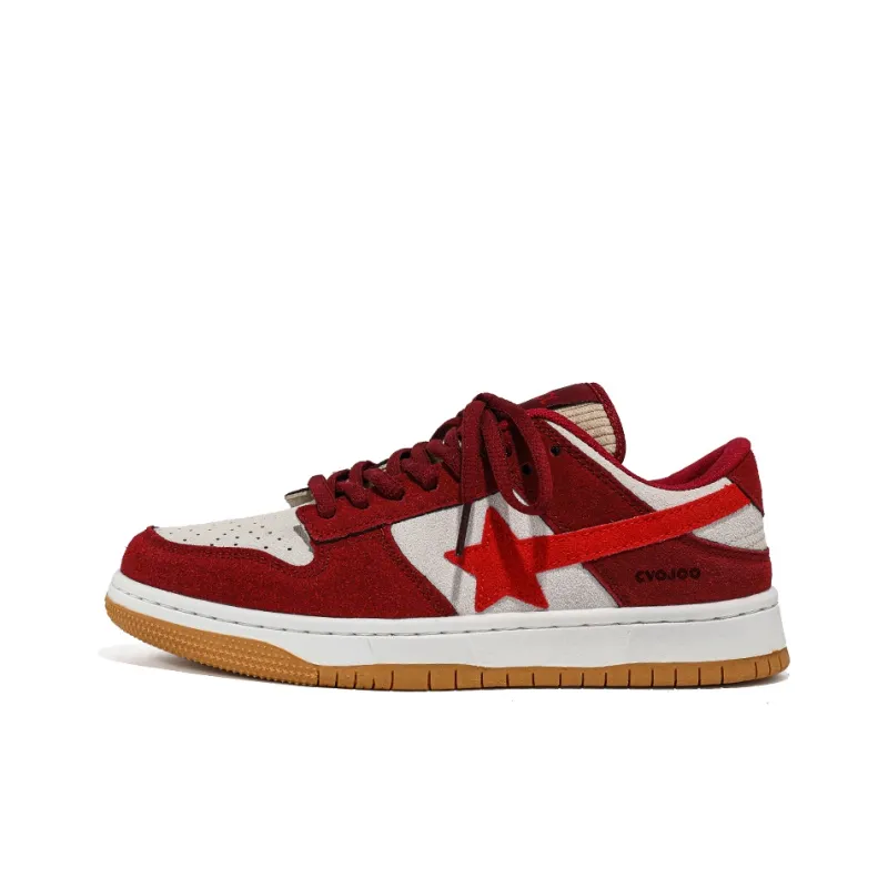 CVOJOO Gift Box Set Wear Resistant Low Top Skateboard Shoes Unisex Burgundy-1