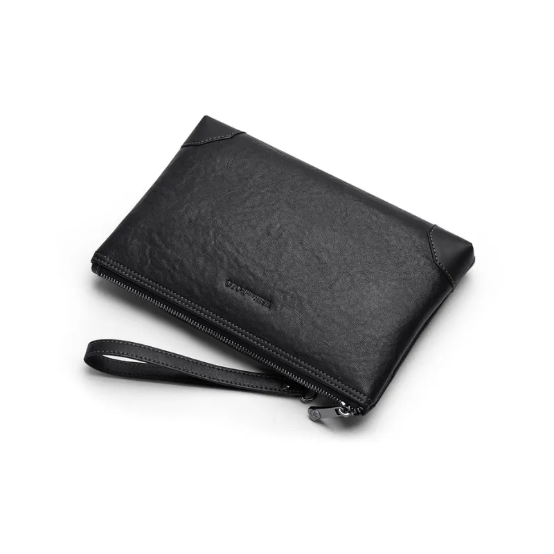 WilliamPOLO Cow Leather Clutch With IPad Slot Multiple Card Slots And Envelope Bag Regular Men's Black-3