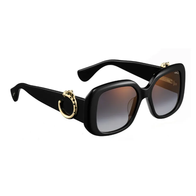 CARTIER Metal Plate Irregular Shape Sunglasses Unisex Black-2