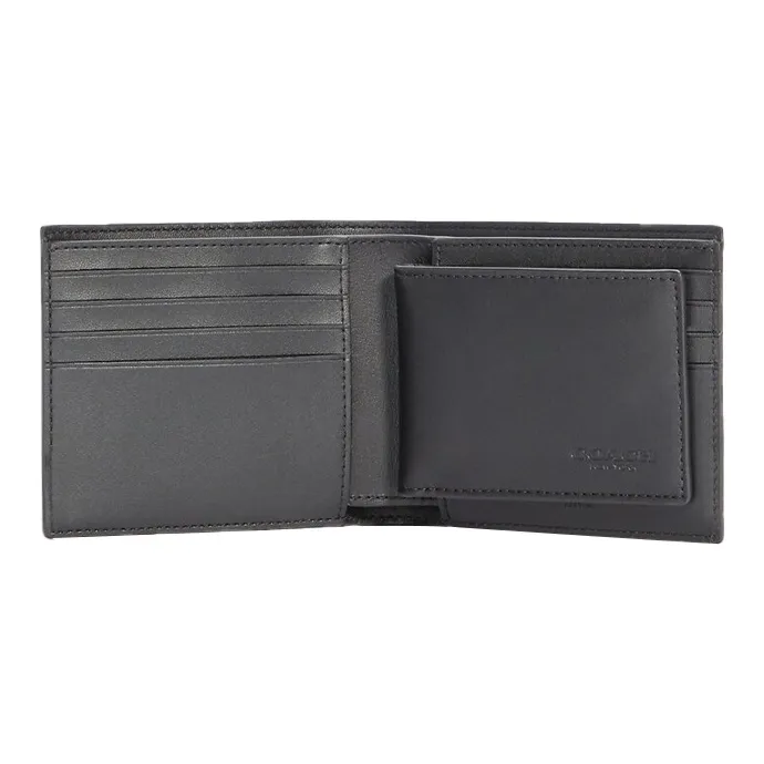 COACH 3 IN 1 Wallet Smooth Calfskin With Pebbled Leather Combo Set Men's-3
