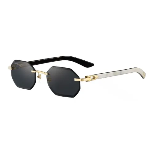 CARTIER Horn Irregular Shape Sunglasses Unisex Black