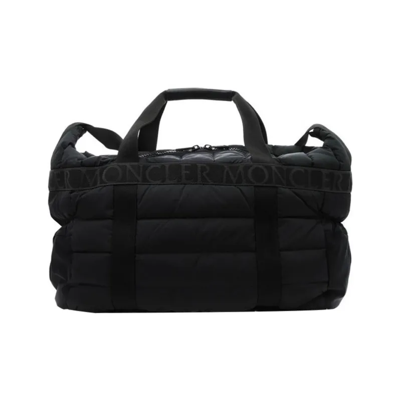 Moncler Calfskin Trim Handbag Shoulder Bag Crossbody Bag Travel Bag Large Size Men's Black-1