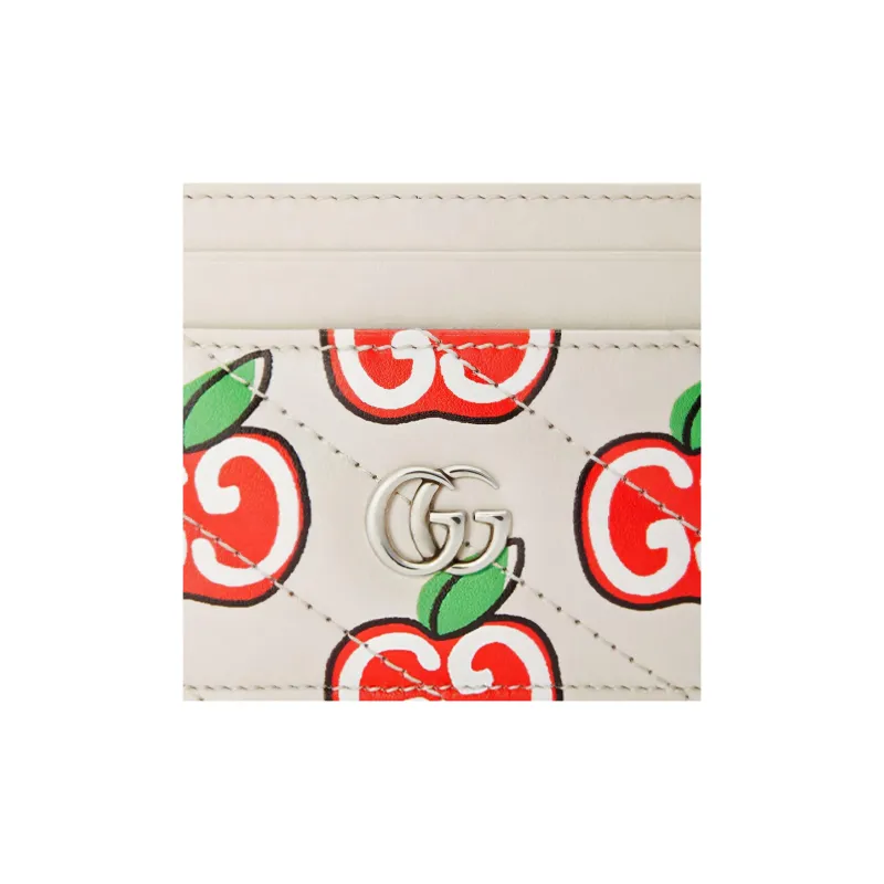 GUCCI MarmontGG Marmont Collection Quilting Leather Card Clip Card Holder Women's White-4
