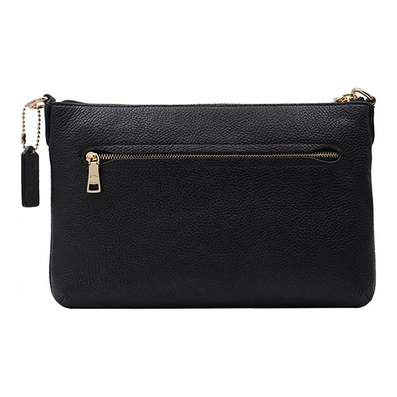 COACH Polly Cow Leather Shoulder Bag Medium Size Women's Black-2