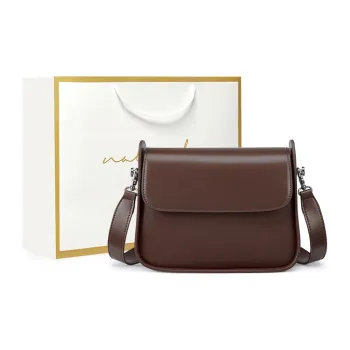 Narandu Cow Leather Tofu Bag Shoulder Bag Crossbody Bag Small Square Bag Small Size Women's Coffee