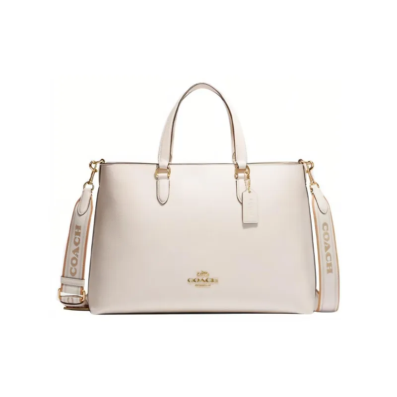 COACH Cow Leather Handbag, Shoulder Bag, Crossbody Bag Tubas Women's Chalk White-0