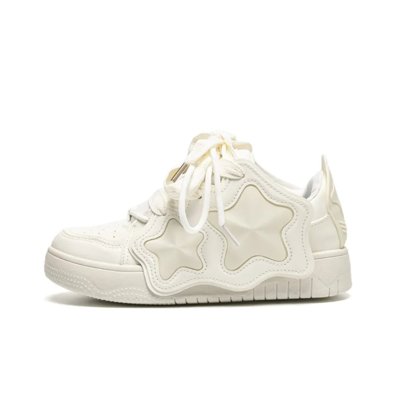 ABCIO Skateboard Shoes Women's Low Top White, Yellow-6