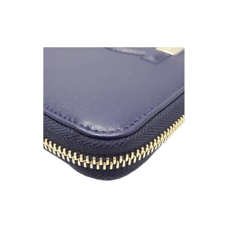 FERRAGAMO Leather Wallet Women's Marine Blue-8