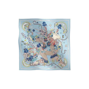 HERMES Silk Scarves Unisex Blue