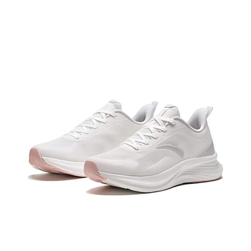 Anta Cushioned Slip-Resistant Low-Top Running Shoes Women's White Gray-2