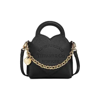 TIFFANY & CO. Return To Tiffany Collection Goatskin Shoulder Bag, Crossbody Bag, Handbag Extra Mini Women's Black