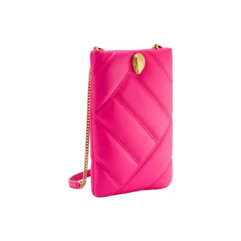 BVLGARI Serpenti Cabochon Calfskin One Shoulder Crossbody Cell Phone Pouch Women's Pink