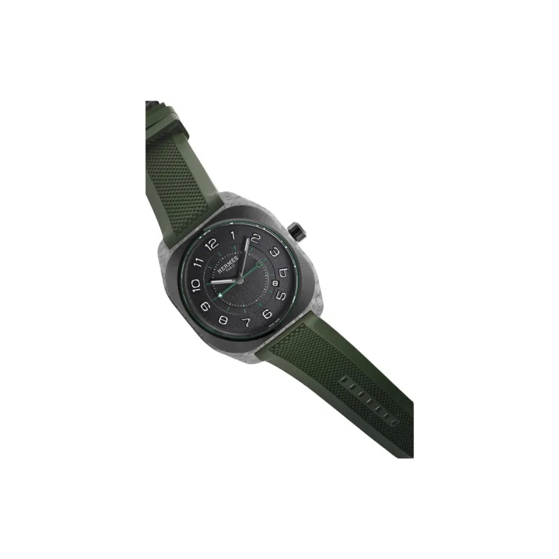 HERMES Wrist Watch Automatic Mechanical Movement Rubber Strap 42mm Black Dial Men's Watches-1