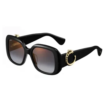 CARTIER Metal Plate Irregular Shape Sunglasses Unisex Black