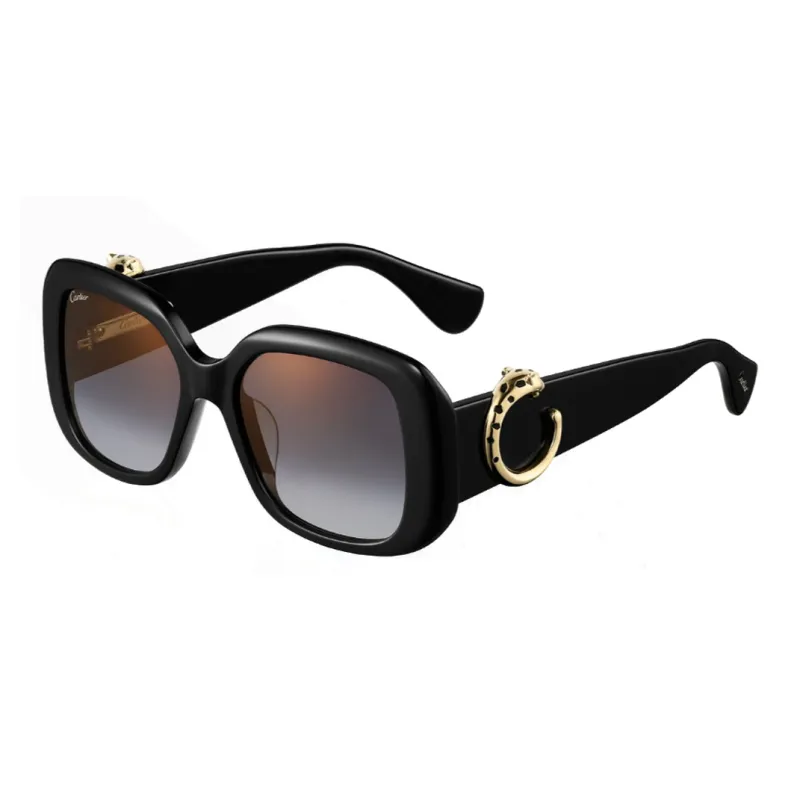CARTIER Metal Plate Irregular Shape Sunglasses Unisex Black-0