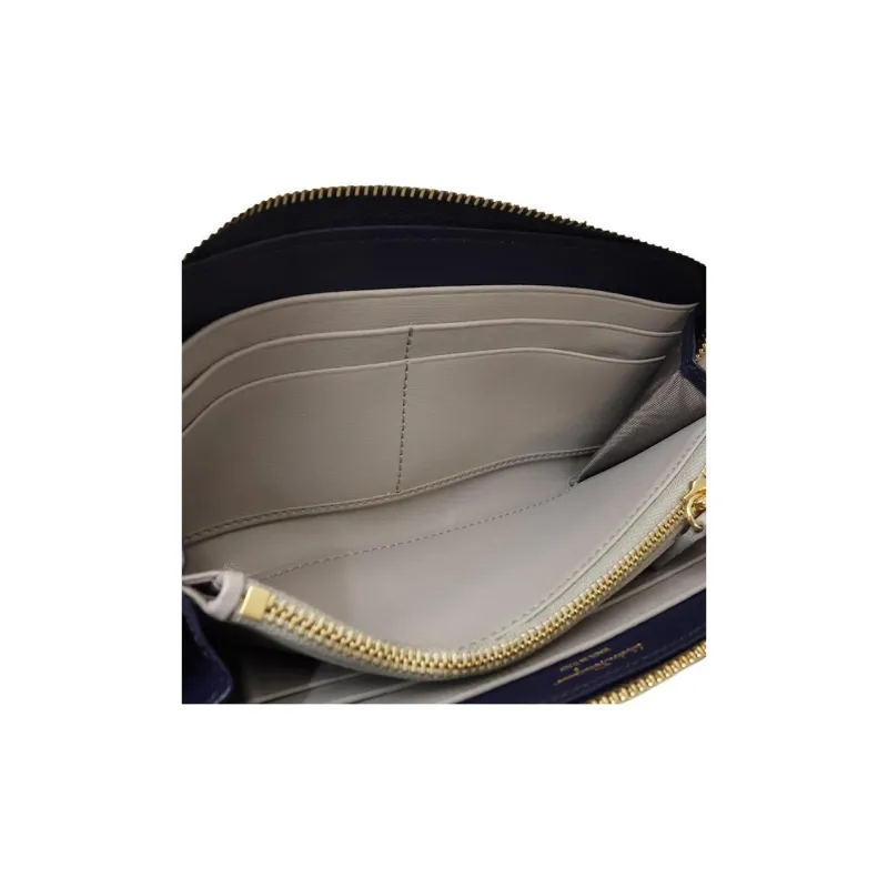 FERRAGAMO Leather Wallet Women's Marine Blue-4