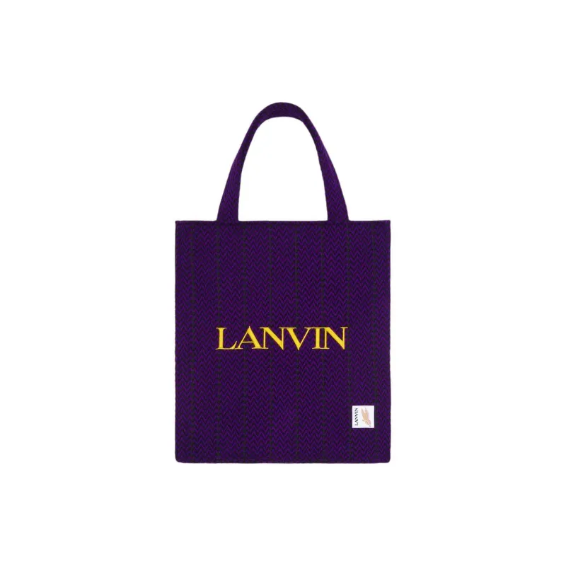 Lanvin Cotton Tote Bag Shopping Bag Handbag Women's Black & Purple-0