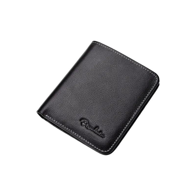 BISON DENIM Cow Leather Genuine Leather Wallet Regular Men's Black-4