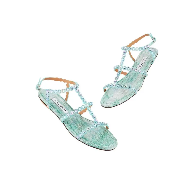 AQUAZZURA Tequila Flat Leather Sandals-3