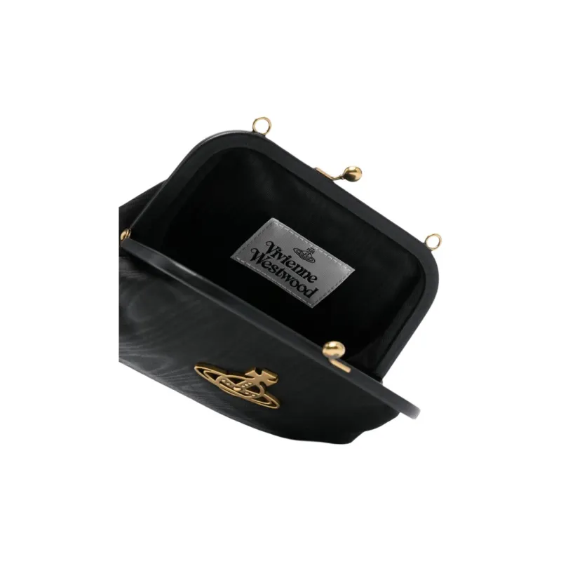 Vivienne Westwood Calfskin Textile One Shoulder Clutch Women's Black-2
