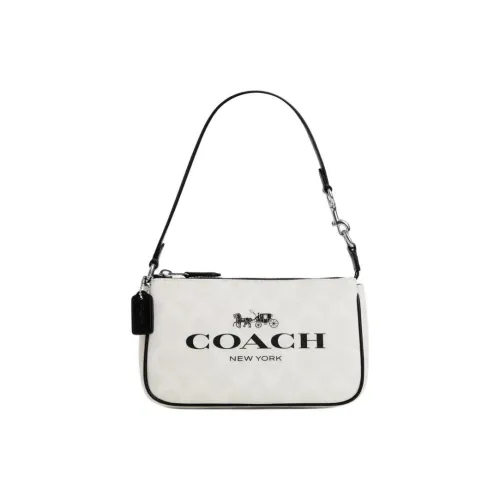 COACH Nolita Canvas With Smooth Leather Shoulder Bag Women's Black White