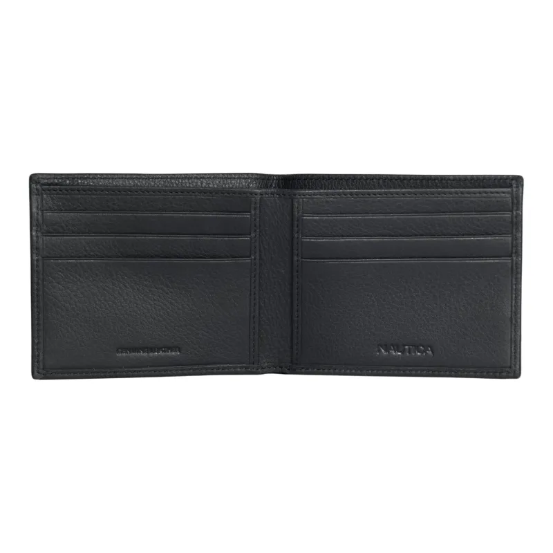 NAUTICA Leather Wallet Men's Pure Black-1