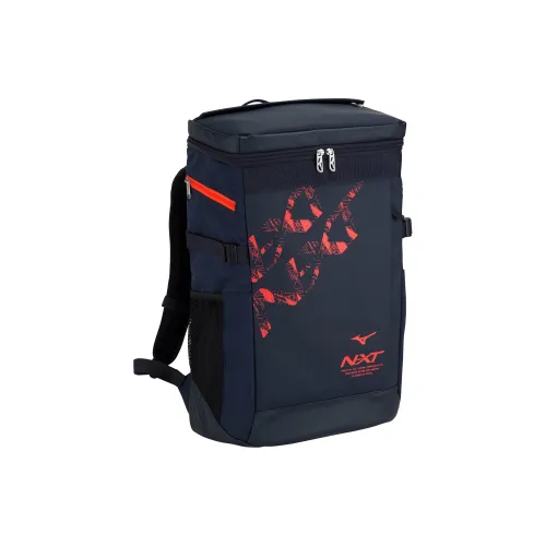 Mizuno Synthetic Leather Backpack Unisex Marine Blue & Red