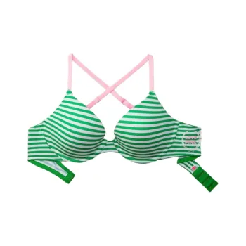 Victoria's Secret PINK WEAR EVERYWHERE T-SHIRT BRA Collection LIGHTLY LINED Bra Women's Green Stripes
