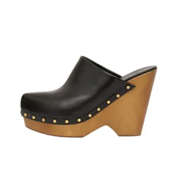 ISABEL MARANT 110mm Wedge-heel Leather Clogs