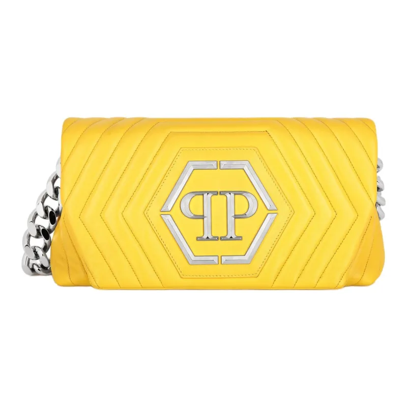 PHILIPP PLEIN Nappa Sheepskin Handbag Shoulder Bag Women's Yellow-0