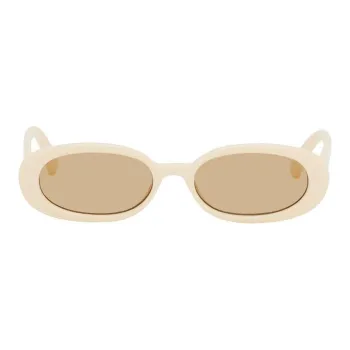 Le Specs Polymer Oval Sunglasses Unisex Light Yellow