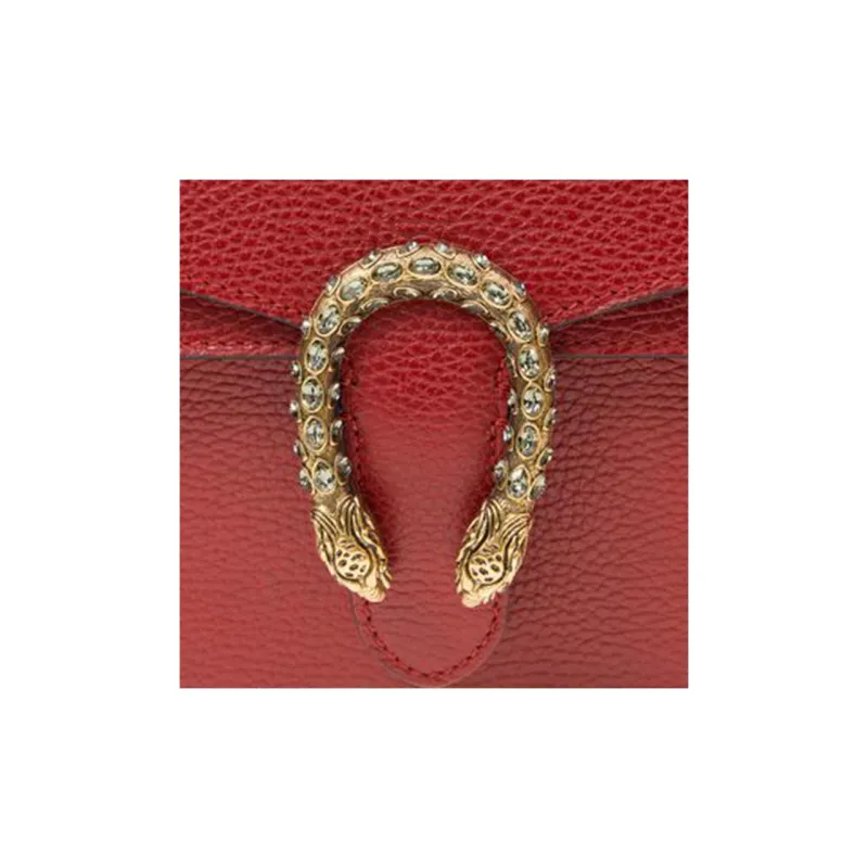 GUCCI Dionysus Leather Bacchus Bag Chain Pack Shoulder Bag Crossbody Bag Women's Red-4