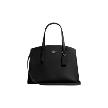 COACH Charlie Cow Leather Tote Bag, Shopping Bag, Tote Handbag Tubas Women's Black